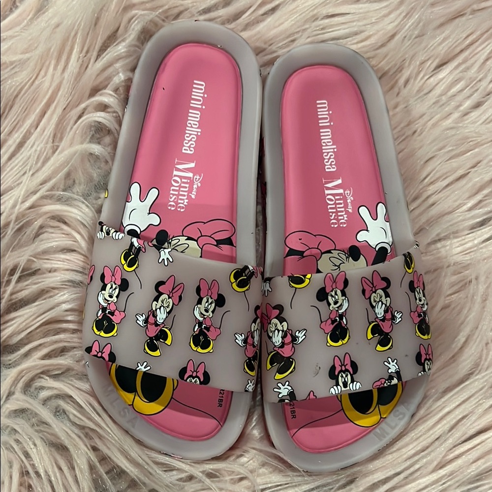 Mini Melissa Pink and Gray Minnie Mouse Sandals